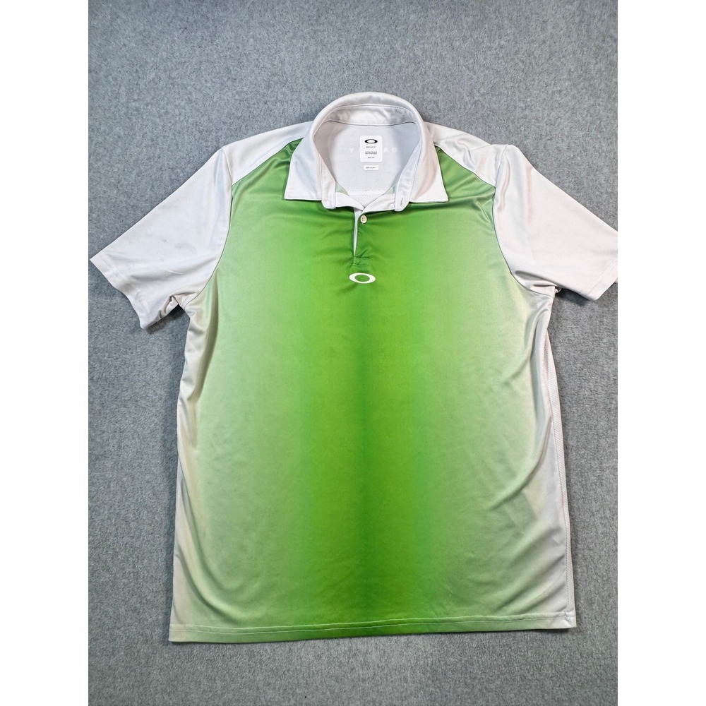 Oakley Mens Regular Fit Polo Shirt Green White Gradient Short Sleeve Size M